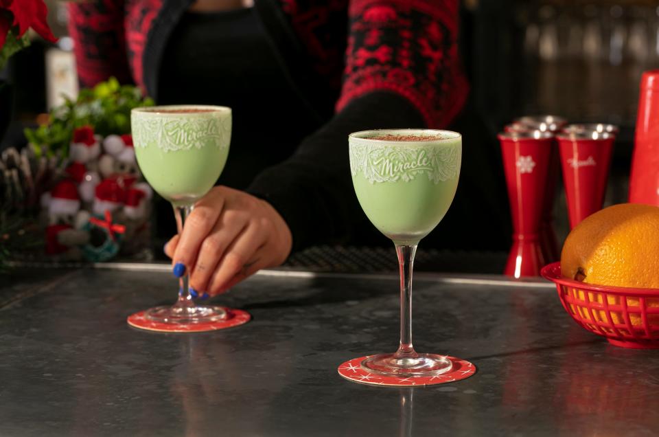 A Christmas Cricket is one of the many holiday-themed cocktails available at the Miracle at Social Capital pop-up this Christmas season.