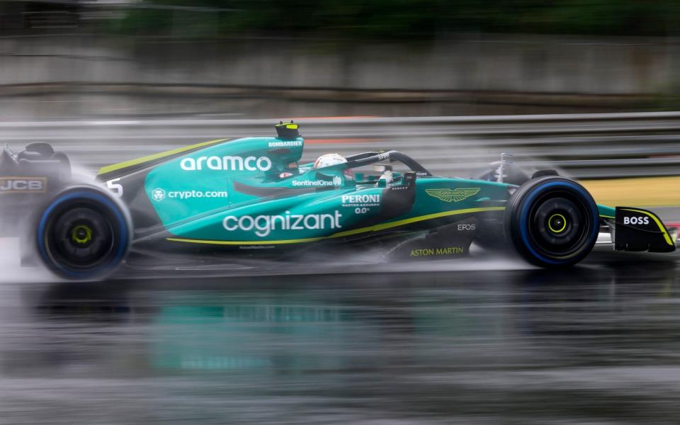 Aston Martin driver Sebastian Vettel of Germany steers his car during the third free practice session for the Hungarian Formula One Grand Prix at the Hungaroring racetrack in Mogyorod, near Budapest, Hungary, Saturday, July 30, 2022 - AP