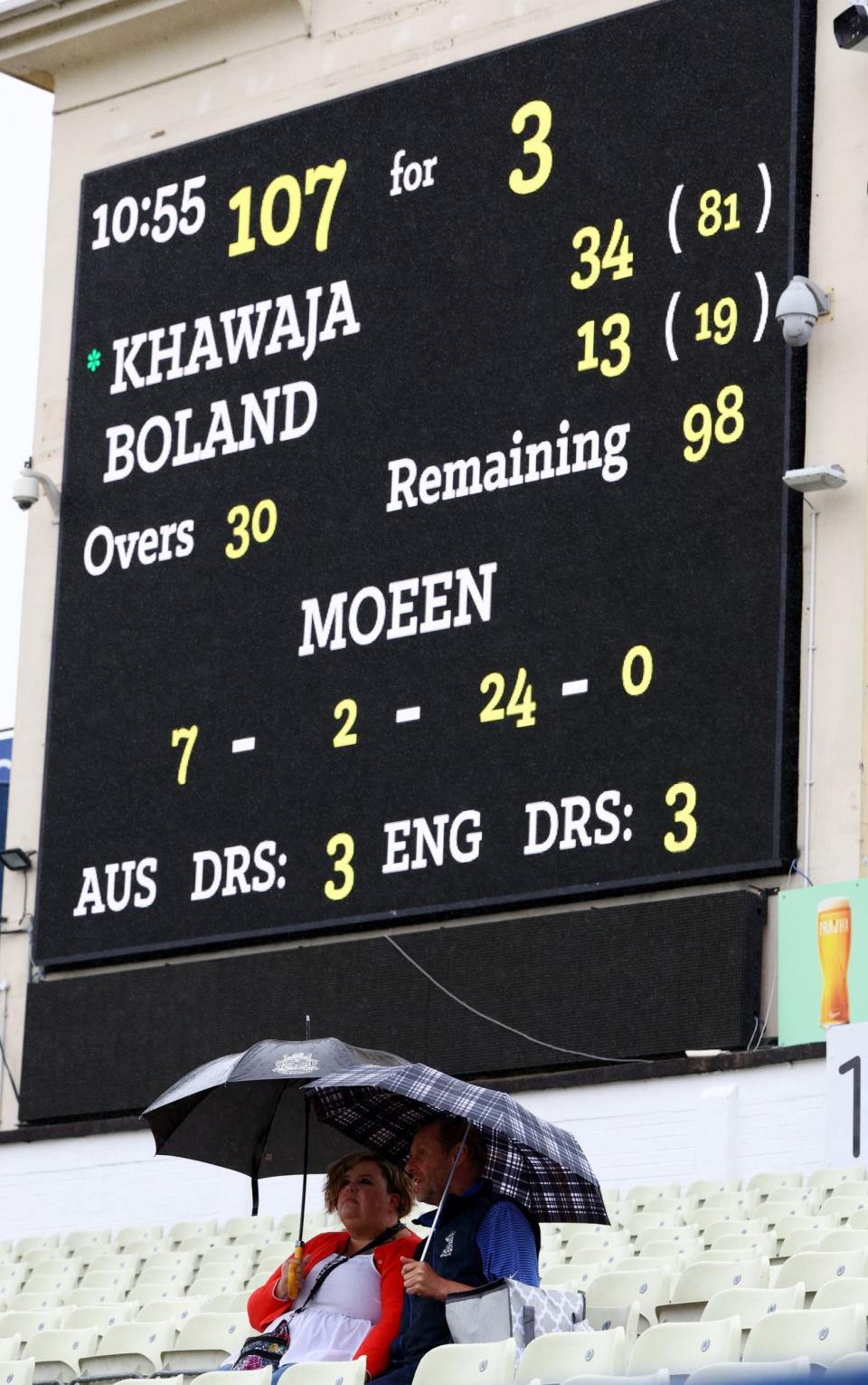 The scoreboard at Edgbaston