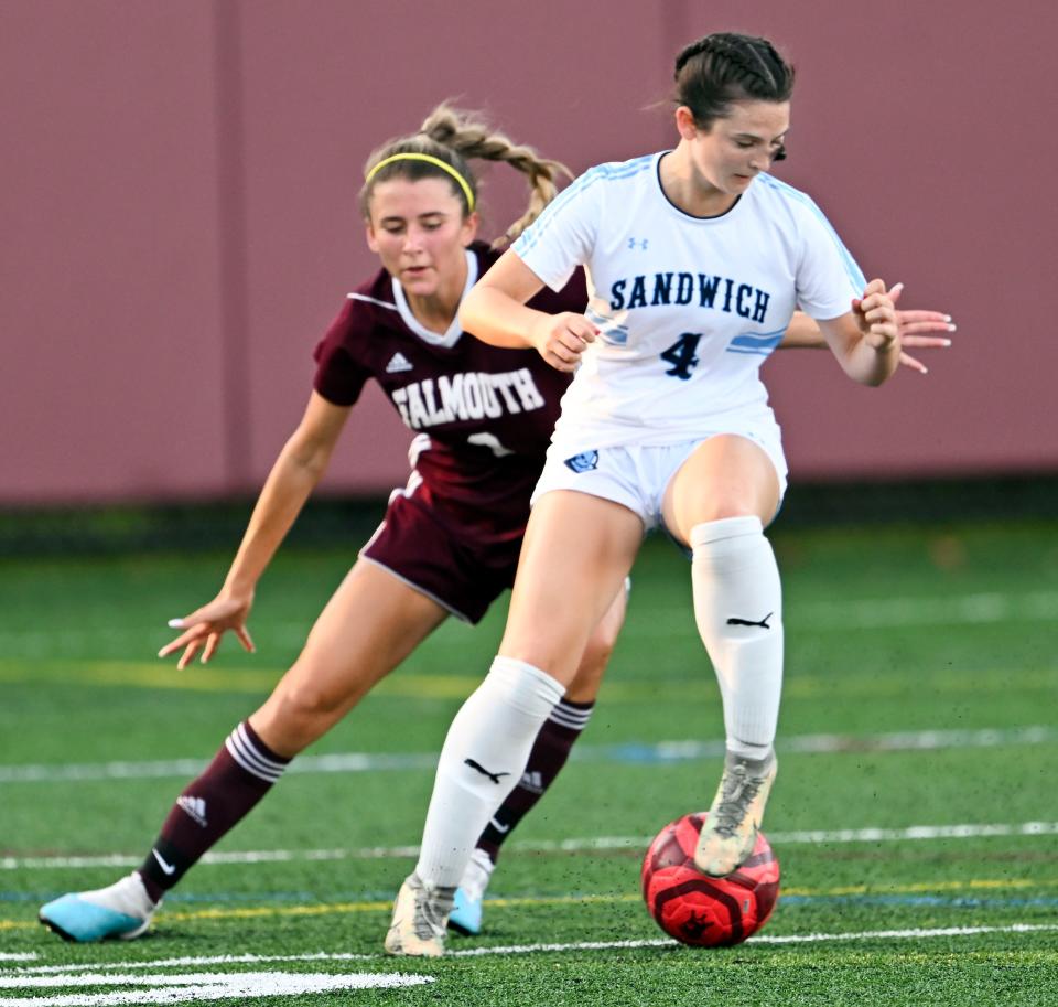 FALMOUTH   9/07/23  Lily Hofmann of Sandwich turns on Aubry Costa of  Falmouth.