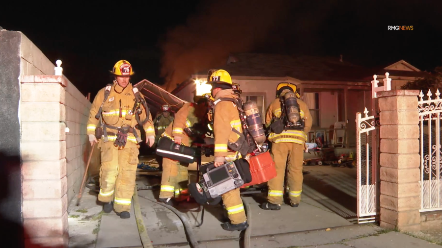 Emergency crews respond to a fatal fire in Pacoima on March 27, 2024.