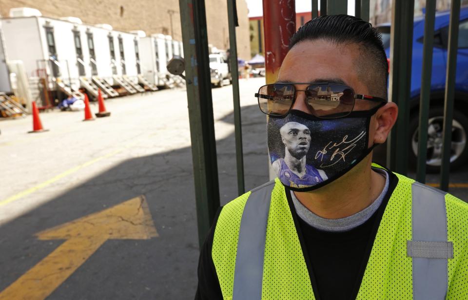 Sergio Apodaca, 42, works as a security guard for a film crew.