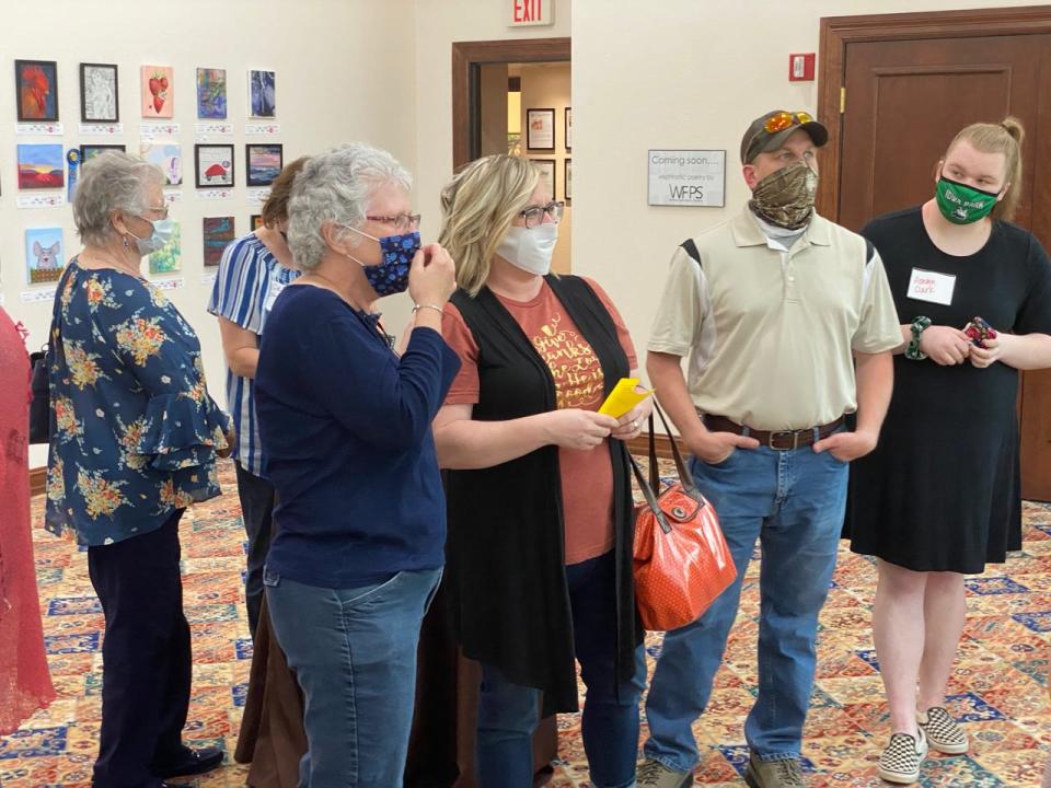 The 2021 Mystery Art Exhibit featured 250 original pieces of art. The event typically receives between 175 and 250 submissions.