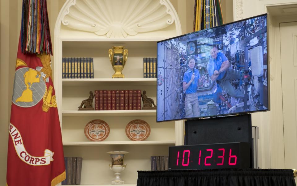 Trump hosted a video chat with NASA astronauts (Getty)