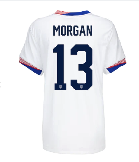 <p><a href="https://go.redirectingat.com?id=74968X1596630&url=https%3A%2F%2Fstore.ussoccer.com%2Fproducts%2Fus4hlz2413-womens-nike-uswnt-2024-american-classic-home-morgan-13-stadium-jersey%3F_pos%3D9%26_fid%3D751144d87%26_ss%3Dc&sref=https%3A%2F%2Fwww.womenshealthmag.com%2Fstyle%2Fa60266929%2Fuswnt-2024-jerseys-olympics%2F" rel="nofollow noopener" target="_blank" data-ylk="slk:Shop Now;elm:context_link;itc:0;sec:content-canvas" class="link ">Shop Now</a></p><p>USWNT Alex Morgan Home Jersey</p><p>ussoccer.com</p><p>$140.00</p>