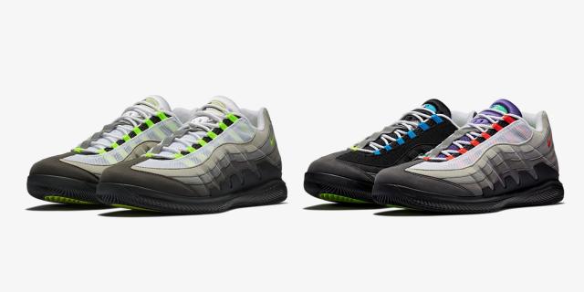 Roger Federer 戰靴跨界合體/ NikeCourt Vapor RF x AM95 'Neon' 與