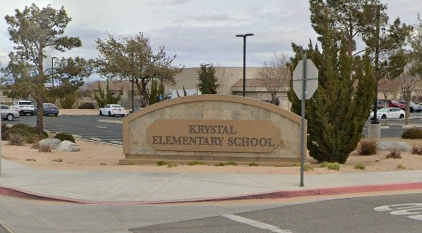 Krystal Elementary School, 17160 Krystal Drive in Hesperia, pictured in a Google Street View image.