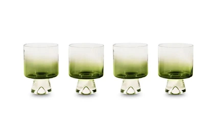 four low ball drinking glasses