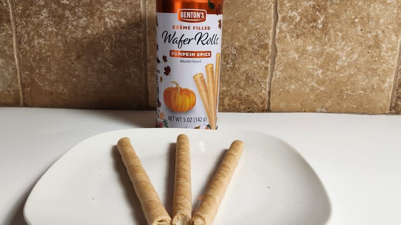 Benton's pumpkin spice crème filled wafer rolls