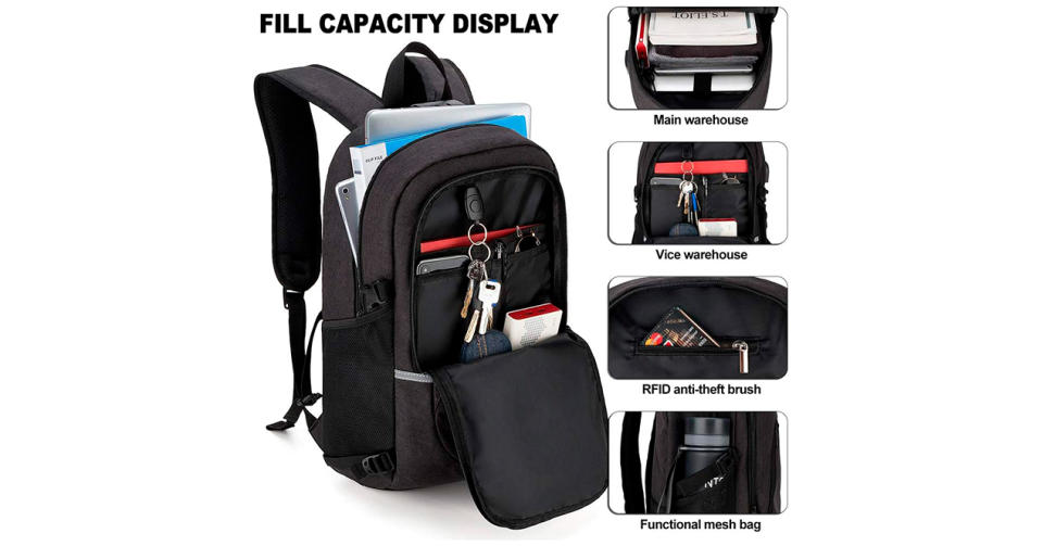 Una mochila antirrobo necesita diversos compartimentos para todas tus cosas. (Foto: Amazon México)