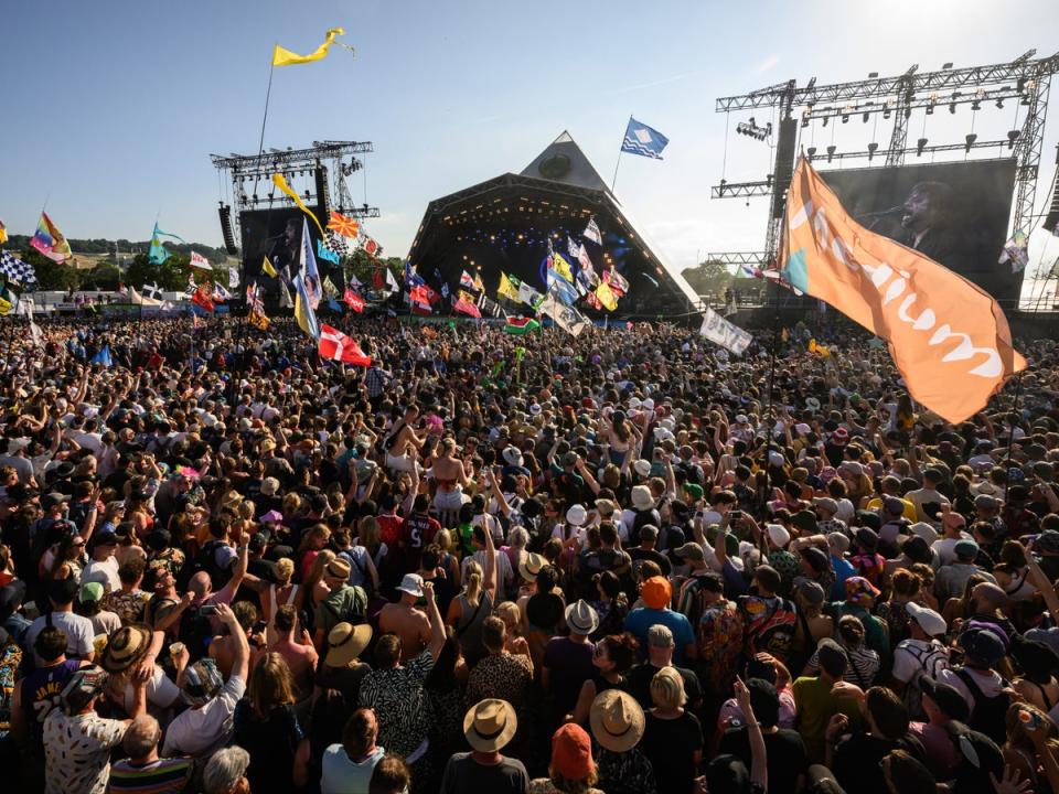 The crowds at the Pyramid Stage at Glastonbury in 2023 (Leon Neal/Getty Images)