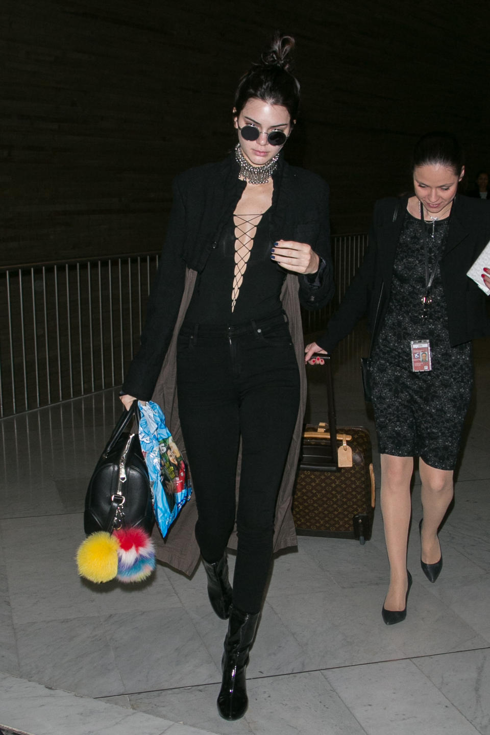 Kendall Jenner at the airport in Paris in April 2016.