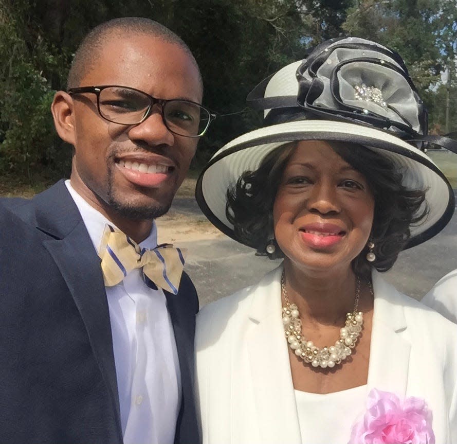 Florida A&M University College of Pharmacy Professor Jamal Brown takes a photo with his mother Jacquelyn Williams Brown, who passed away in 2019 after suffering of type 2 diabetes.