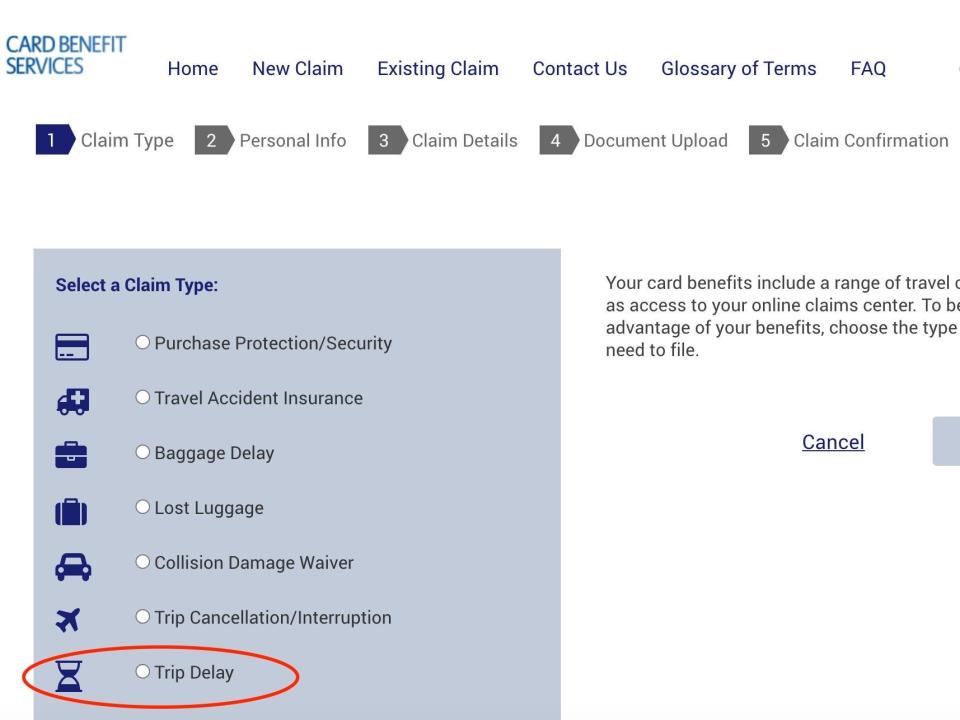 A screenshot from the trip insurance website.