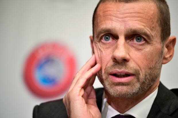 UEFA President Aleksander Ceferin gives a press conference of the Union of European Football Associations UEFA, on November 20, 2018 in Brussels.