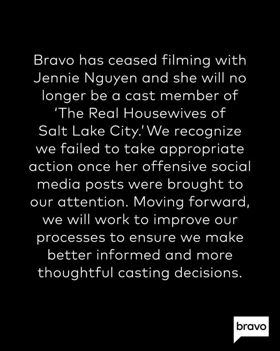 Bravo's statement about Jennie Nguyen.