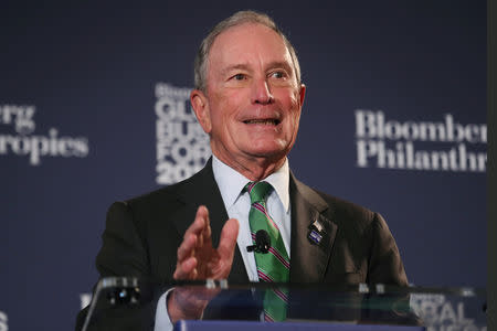 Former New York City Mayor Michael Bloomberg speaks at the Bloomberg Global Business forum in New York, U.S., September 26, 2018. REUTERS/Shannon Stapleton