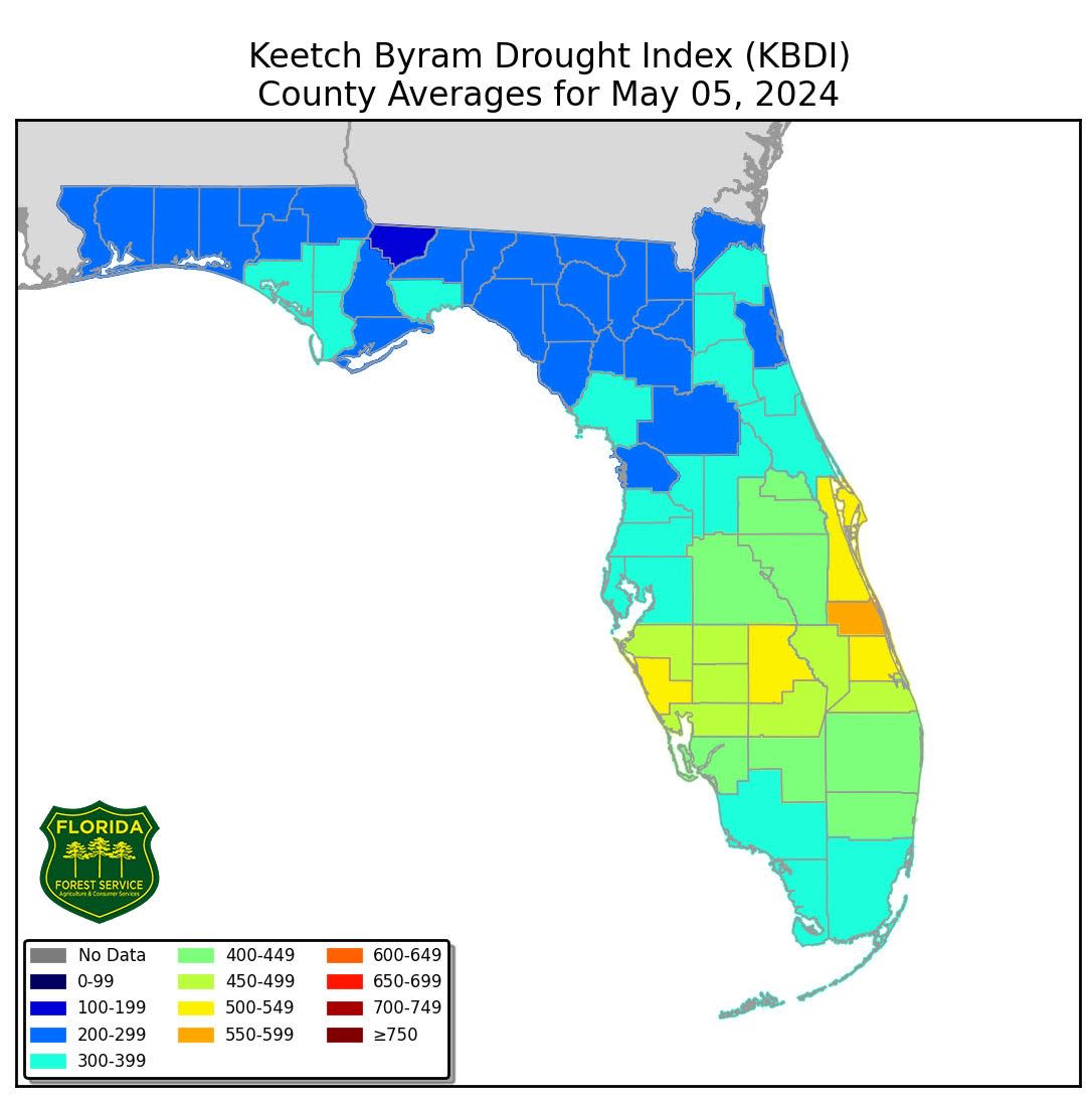 Sarasota County currently is between 500 and 549 on the Keetch-Byram drought index, which is a continuous reference for soil dryness, prompting both Sarasota County and the city of Venice to institute outdoor burn bans.