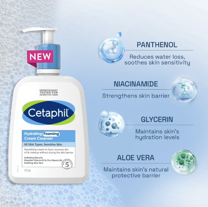 CETAPHIL Hydrating Foaming Cream Cleanser, 473ml. PHOTO: Amazon