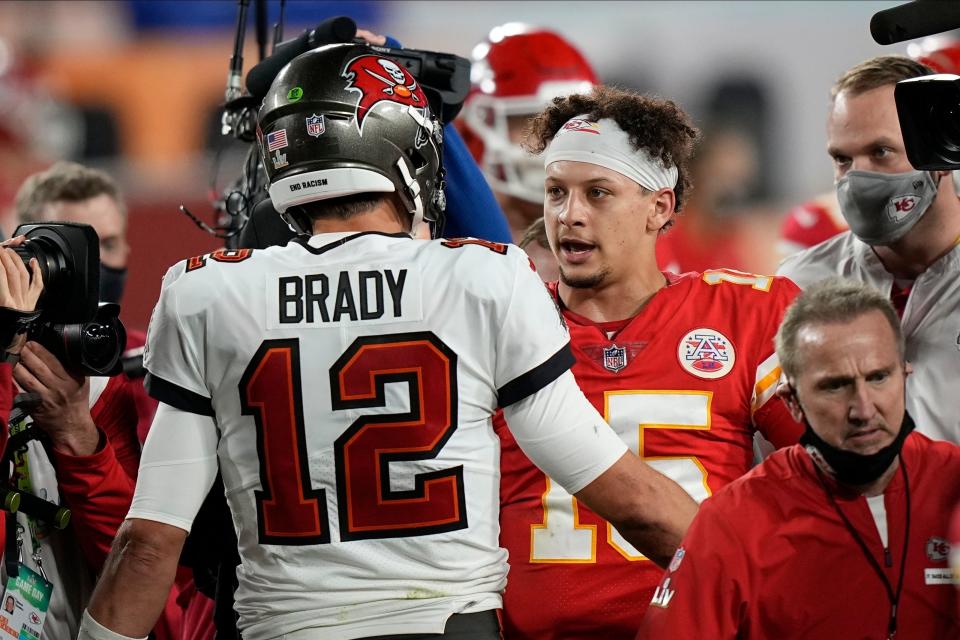 Buccaneers QB Tom Brady bested the Chiefs' Patrick Mahomes (15) to be Super Bowl 55's top gun.