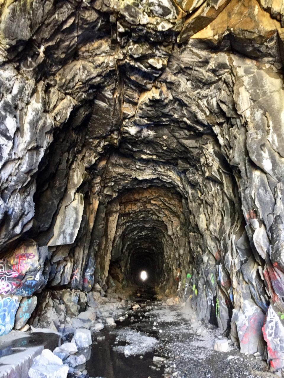 Old transcontinental railroad tunnel, abandoned with the line was moved, near Donner Ski Ranch.