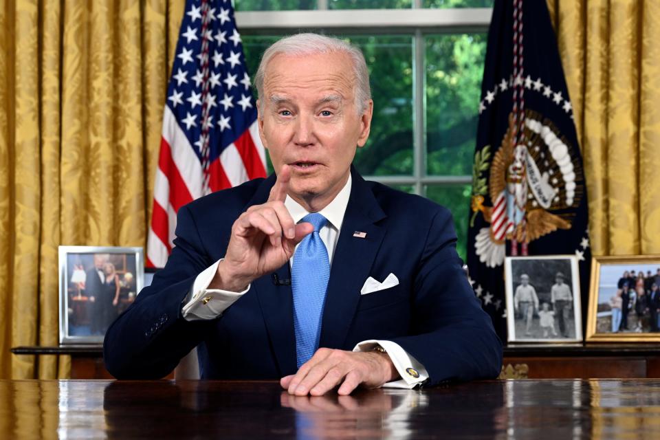 President Joe Biden addresses the nation on the budget deal that lifts the federal debt limit and averts a U.S. government default on June 2, 2023.