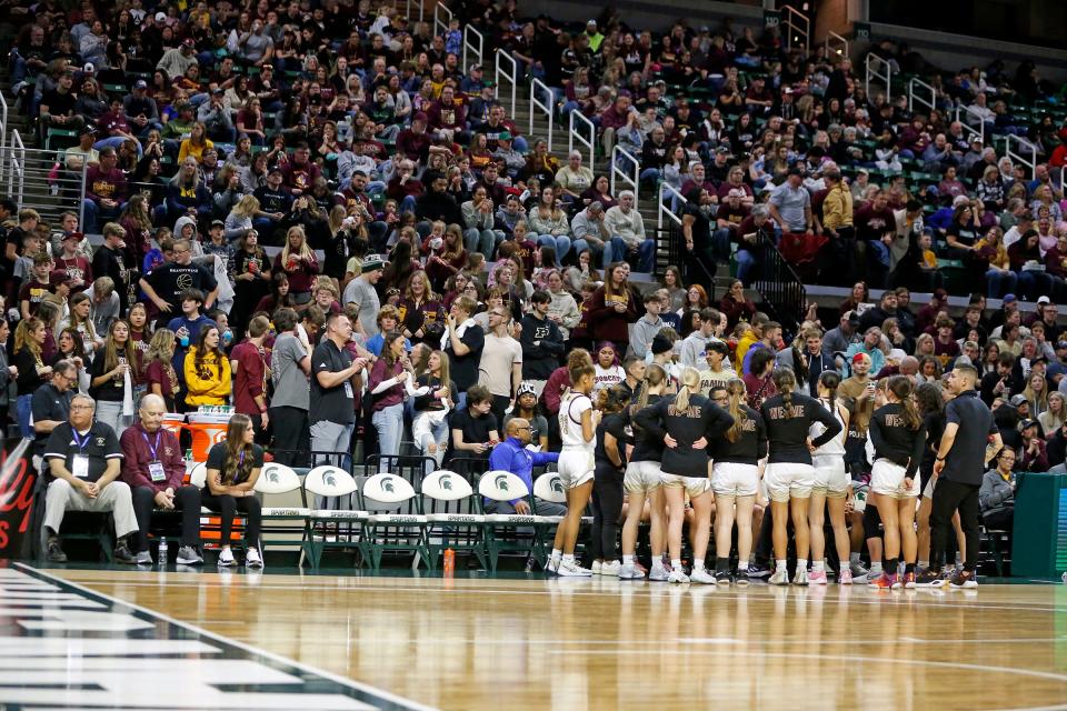 A huge contingent of fans came out to support Brandywine at the MHSAA Division 3 girls basketball state championship game Saturday, March 23, 2024, at the Breslin Center in East Lansing, Mich.