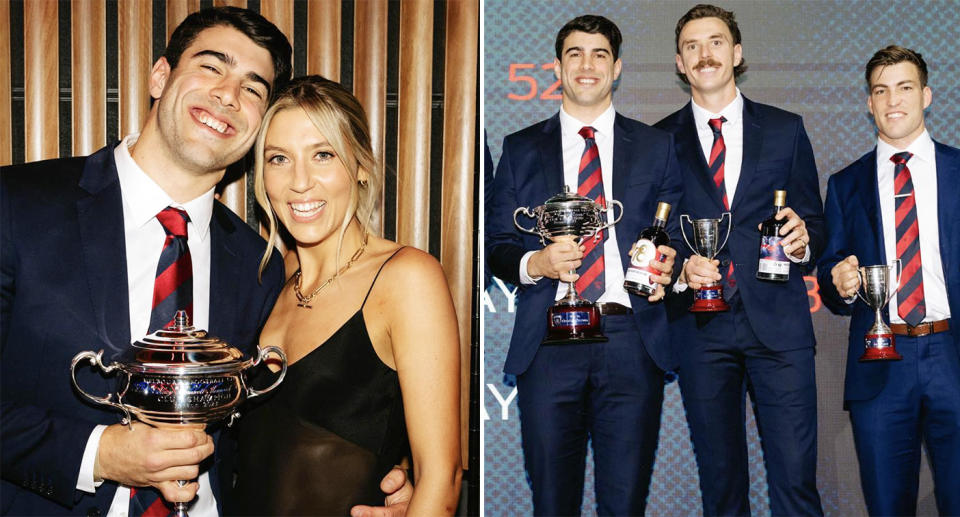 Christian Petracca, pictured here after winning Melbourne's best and fairest award in 2023.