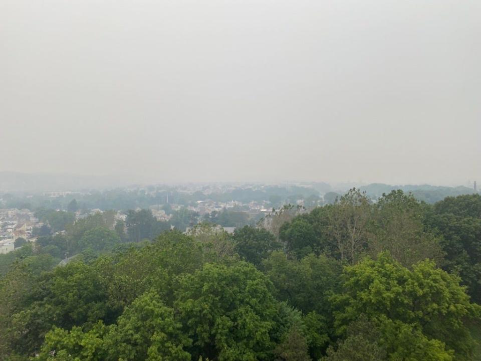 The view from Garrett Mountain Plaza in Woodland Park late Tuesday afternoon on June 6, 2023.