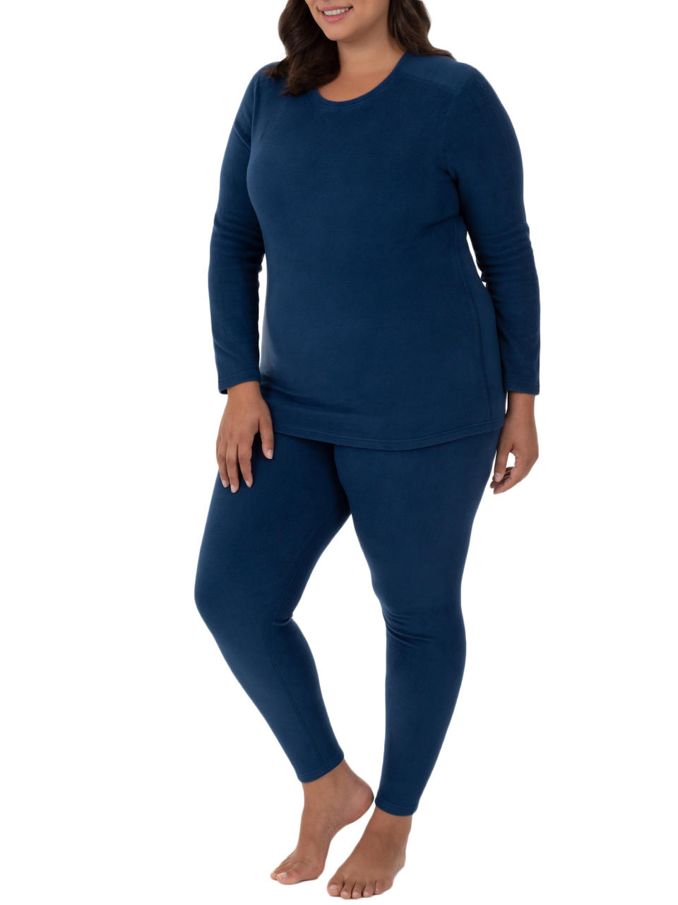 Fit for Me by Fruit of the Loom Women's and Women's Plus Size Stretch Fleece Thermal Top and Pant Set