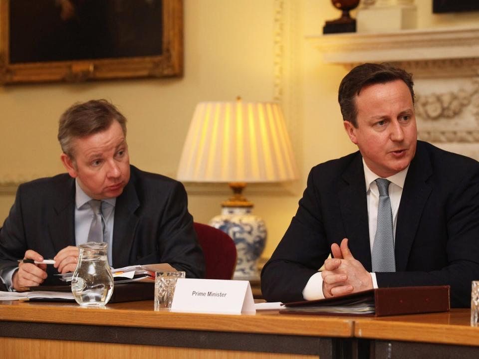 Michael Gove and David Cameron during a meeting on education in 2012 (Getty Images)