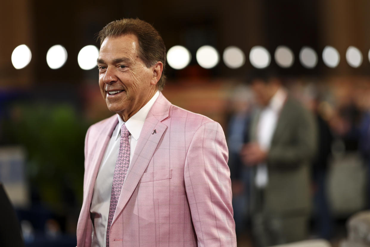 Nick Saban was very good on NFL Draft coverage Thursday night, as was his longtime confidant and fellow coaching icon Bill Belichick. (Photo by Kevin Sabitus/Getty Images)