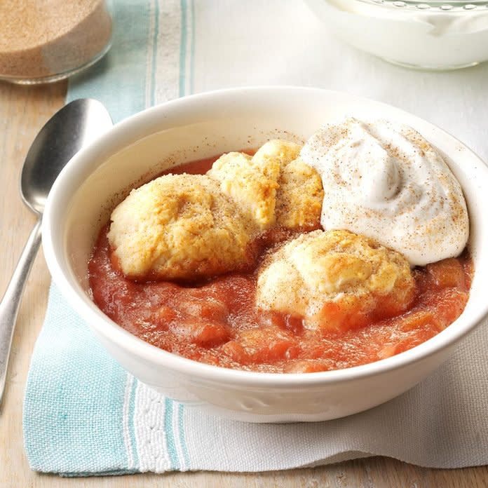 Caramel Rhubarb Cobbler