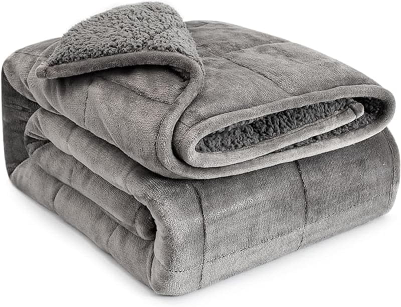 Lofus Sherpa Fleece Weighted Blanket, Grey