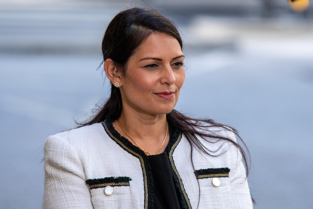 LONDON, UNITED KINGDOM - JUNE 28, 2020:                         Home Secretary Priti Patel at the BBC before appearing on the Andrew Marr Show.                         London, Great Britain, 28 Jun 2020                                                  David Nash / Barcroft Media- PHOTOGRAPH BY David Nash / Barcroft Studios / Future Publishing (Photo credit should read David Nash/Barcroft Media via Getty Images)