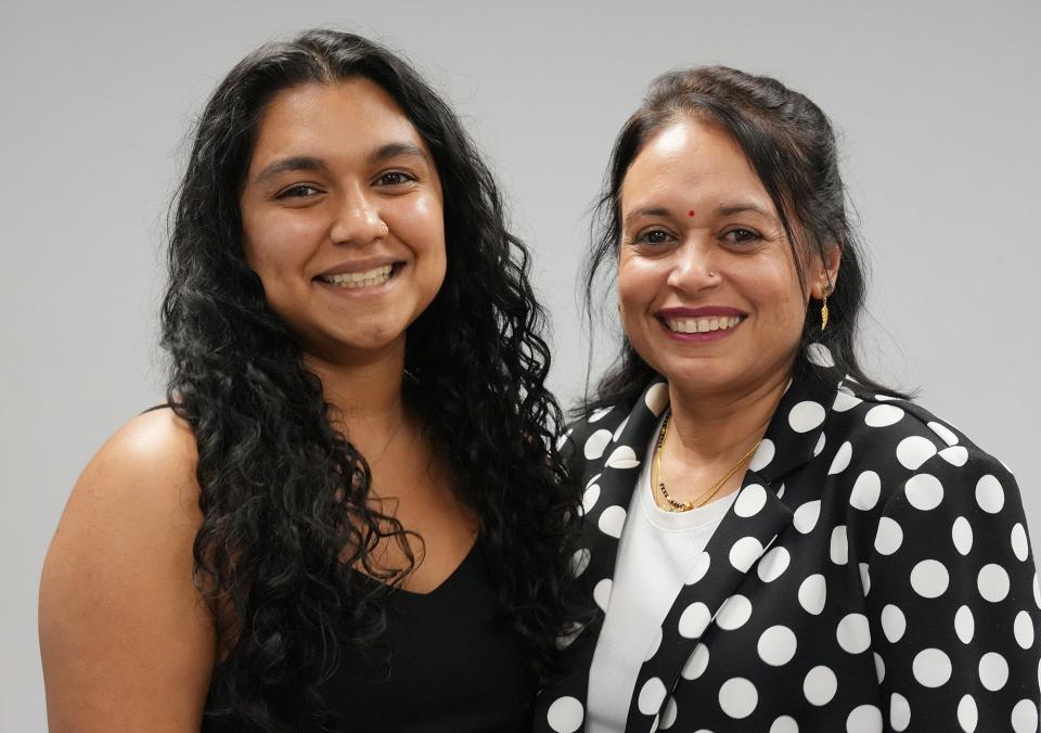 Ashtha Singh, left, and her mother, Sarala Pandey, right, of Dublin, started Step Ahead Tech to provide greater exposure to kids who may become the first members of their families to attend college.