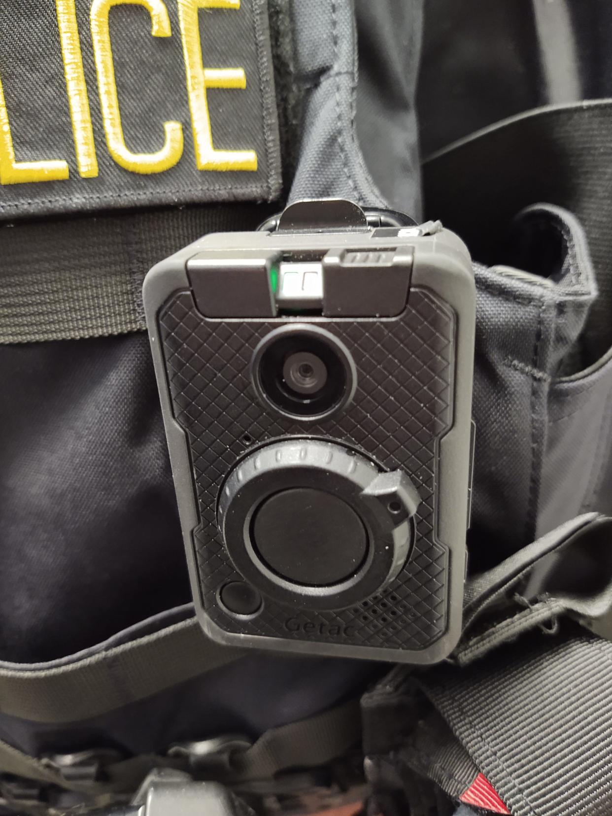 A closeup shows one of a dozen or so Streetsboro police body cameras in use by the department earlier this year. The Portage County commissioners on Thursday tentatively agreed to purchase body cameras for the Portage County Sheriff's Office but aren't expected to vote on the issue until next week.