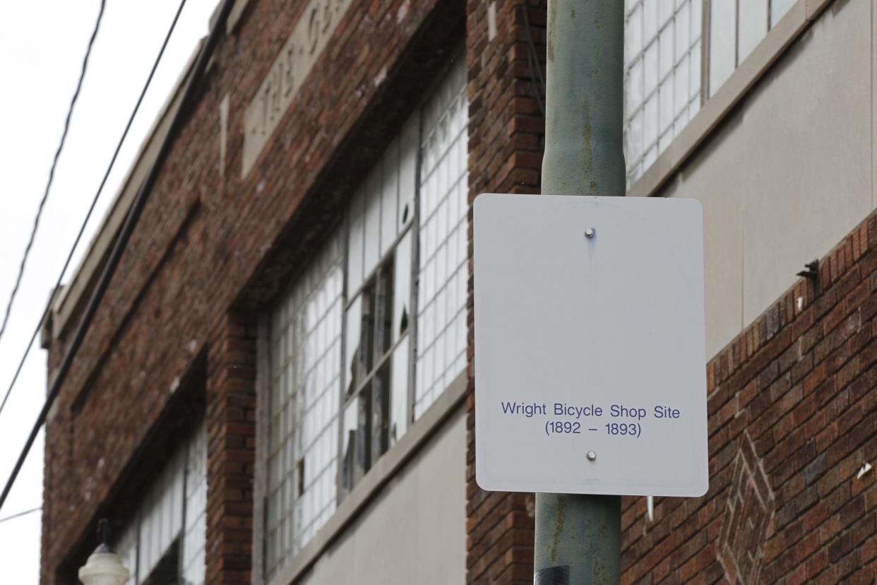 The outside of the Wright brothers' bike shop is seen in Dayton, Ohio.