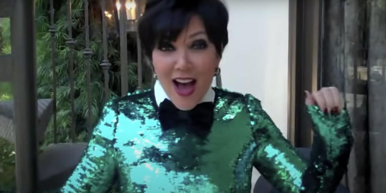 A screenshot of Kris Jenner dancing to Lady Marmalade.