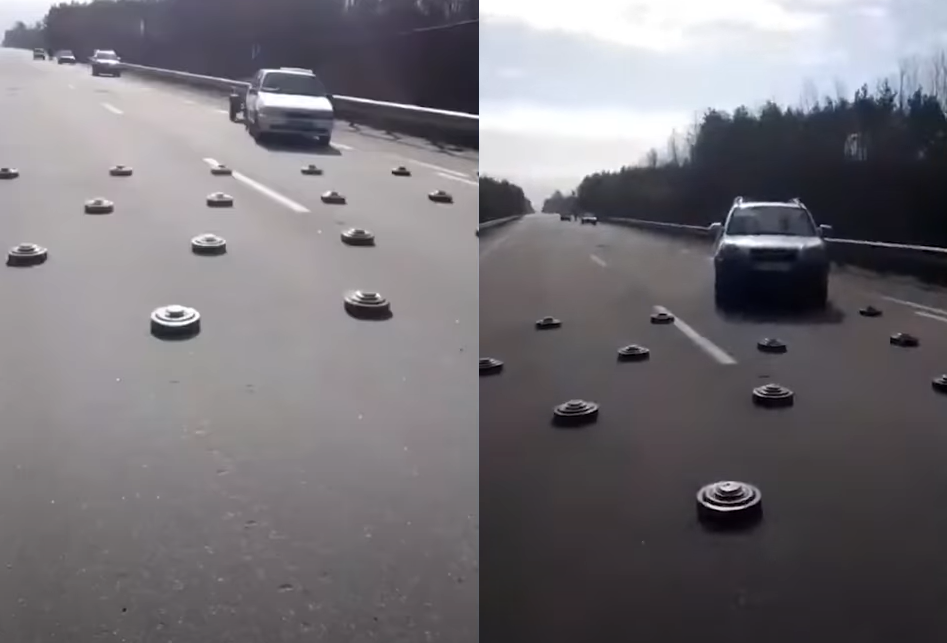 烏克蘭人展現高超駕駛技術閃過路上的地雷。（圖／翻攝自YouTube）