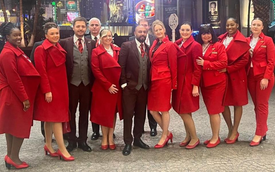 Nikki Kulin with fellow Virgin Atlantic cabin crew in Las Vegas