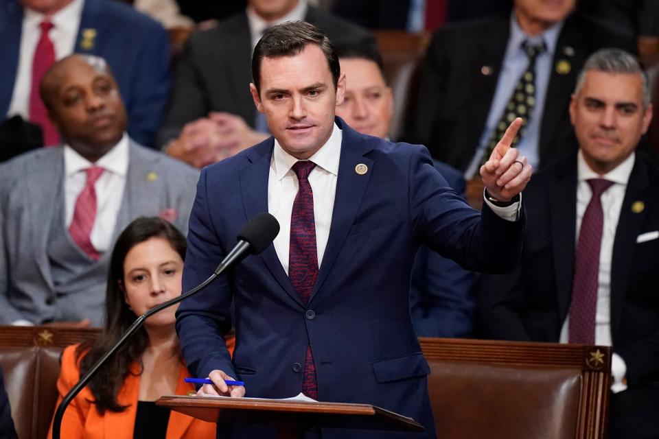 Mike Gallagher, R-Wis., nominates Kevin McCarthy, R-Calif., in the House chamber on Wednesday.
