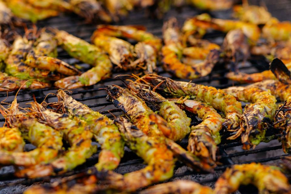 Fresh Florida seafood such as these grilled royal red shrimp will be featured on the menu at the upcoming NiMo Coastal Mediterranean restaurant in Tequesta.