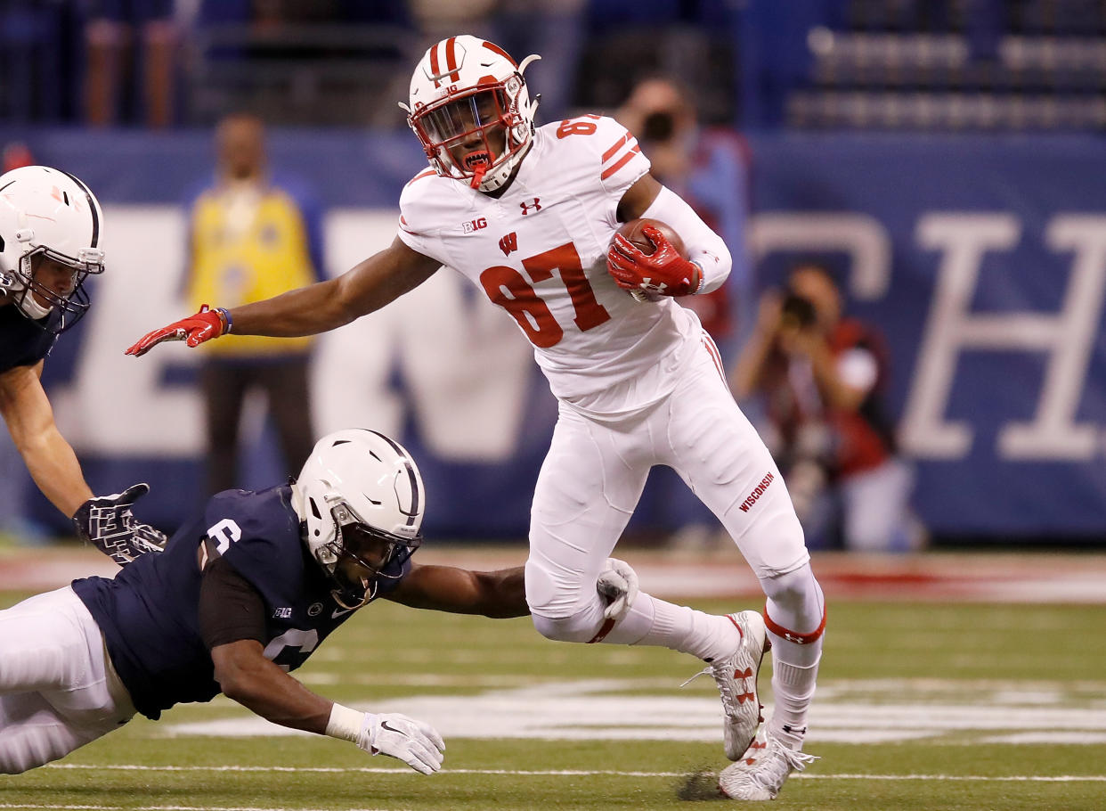 Wisconsin wide receiver Quintez Cephus is facing two sexual assault charges stemming from an incident in April, and was suspended from the team on Monday. (Getty Images)