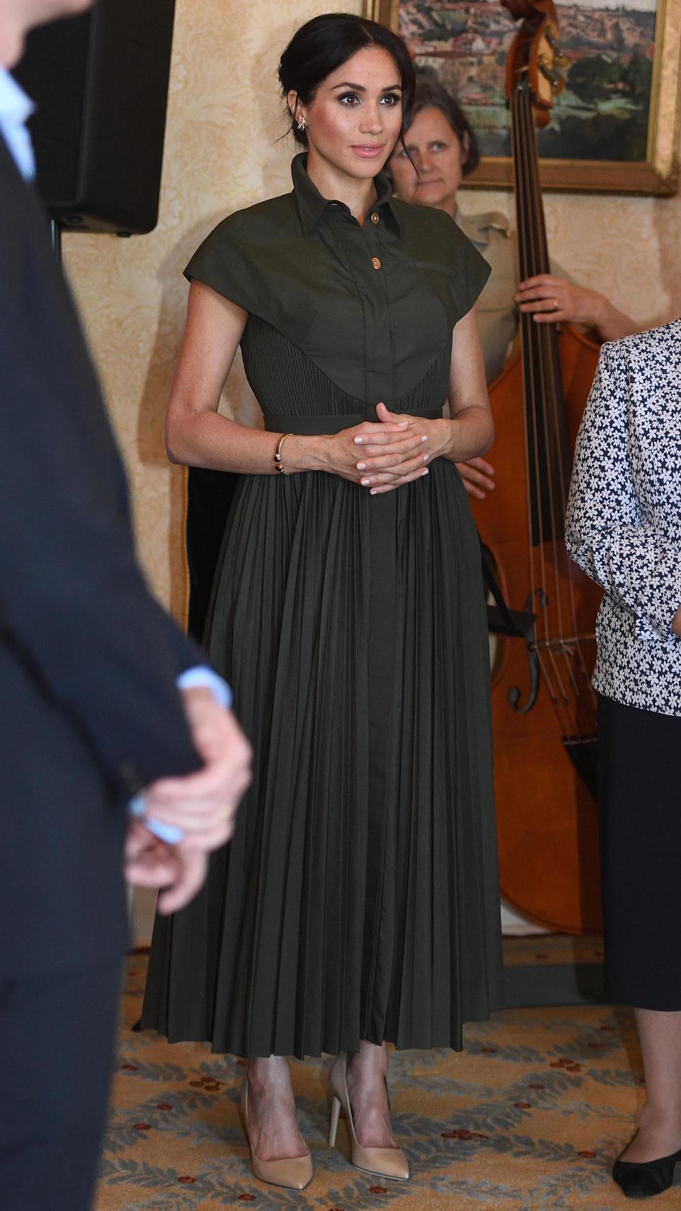 The Duchess of Sussex, Meghan Markle, dressed the bump and kicked off her tour of the Southern hemisphere.