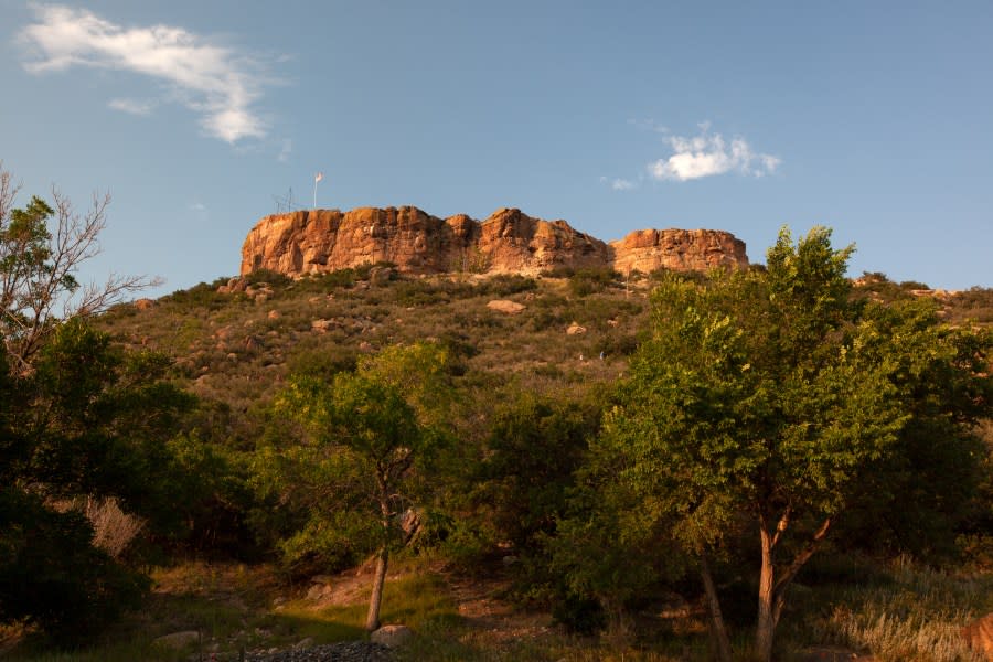 A rock formation for which the town of Castle Rock in Colorado is named after.