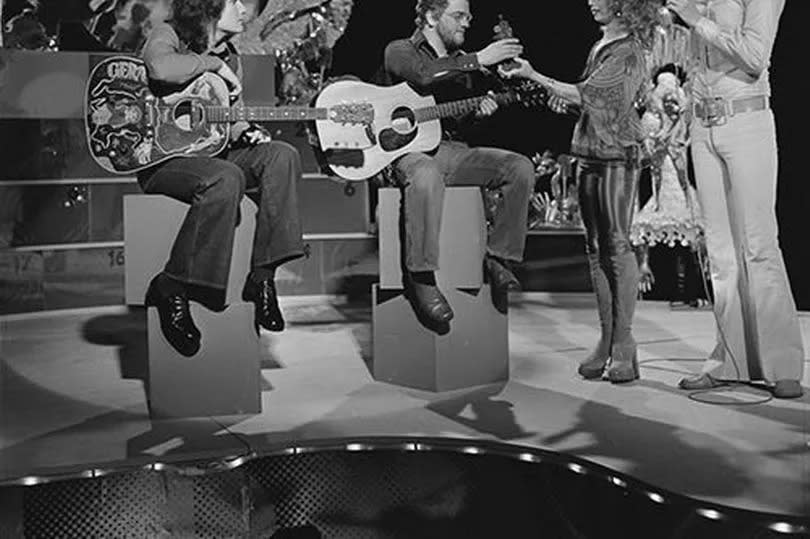 Gerry Rafferty and Joe Egan of Stealers Wheel on Dutch music shows Top Pops in 1973