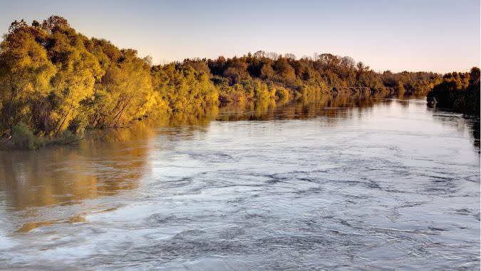 The St. Francis river in Arkansas in the late afternoon.