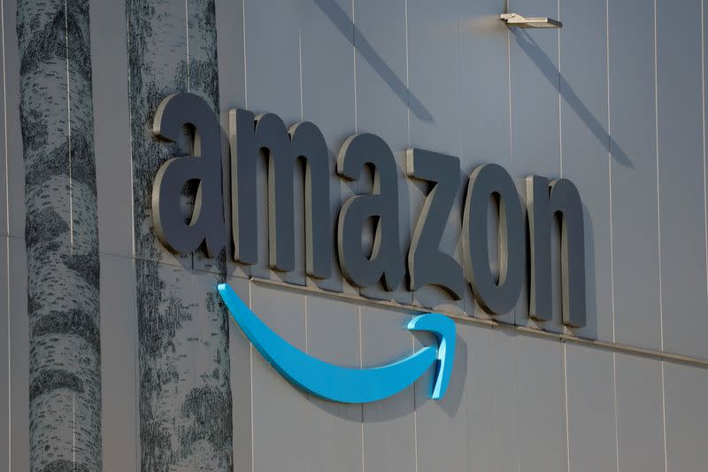 FILE PHOTO: The logo of giant online retailer Amazon AMZN.O is displayed at a logistics centre in Trapagaran