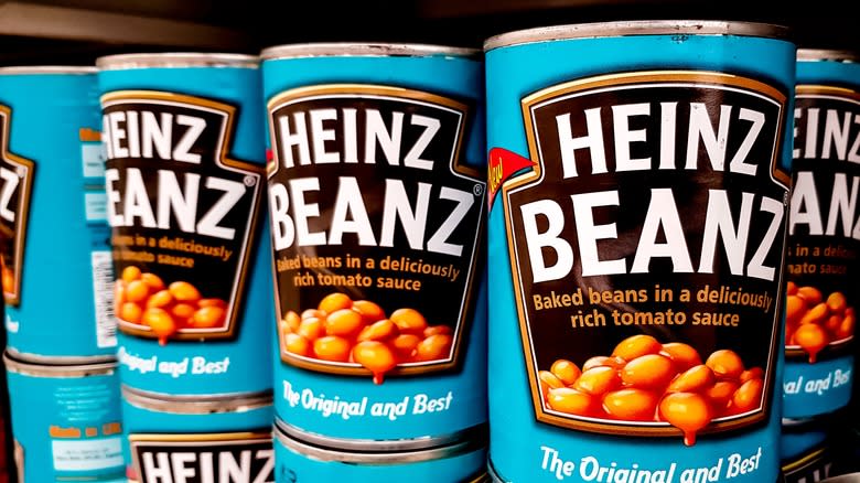 Cans of Heinz baked beans